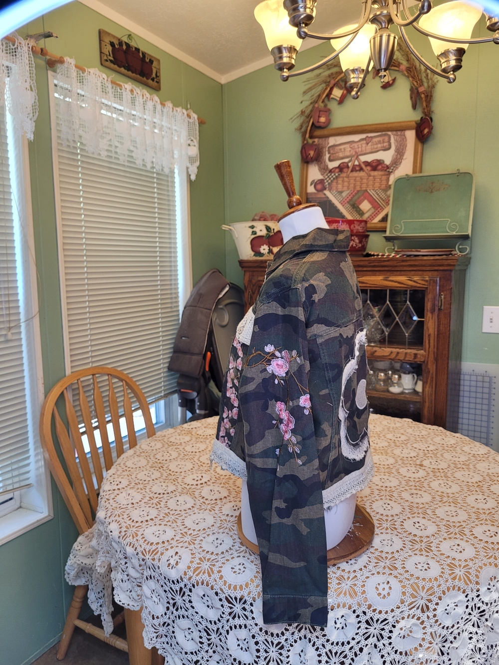 POL Camo Jacket with Pink Floral Appliqué and Lace - Picture 3 of 10